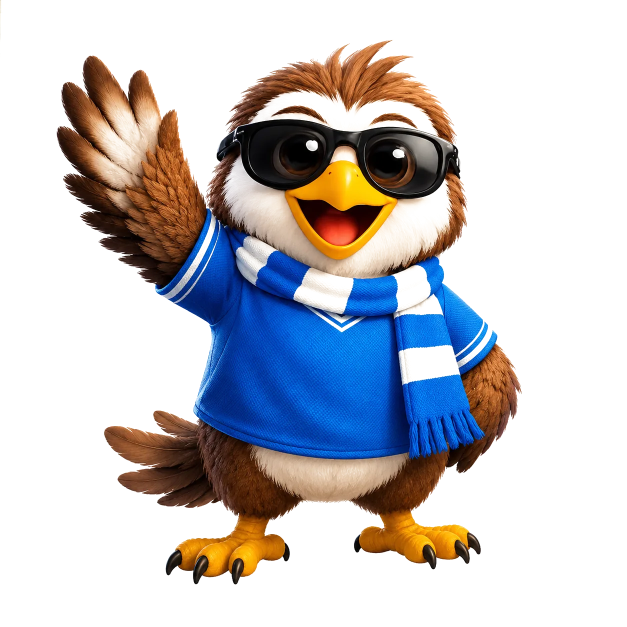 Pip the hawk in a World Cup jersey